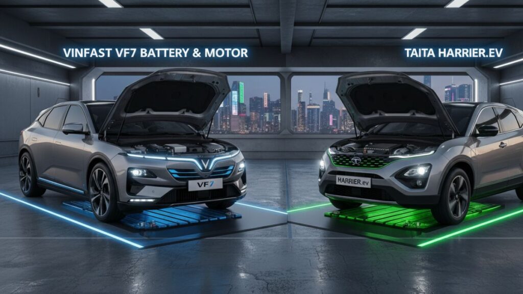 VinFast VF7 vs Tata Harrier.ev Full Comparison 2025