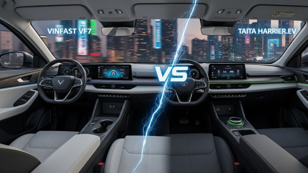 VinFast VF7 vs Tata Harrier.ev Full Comparison 2025