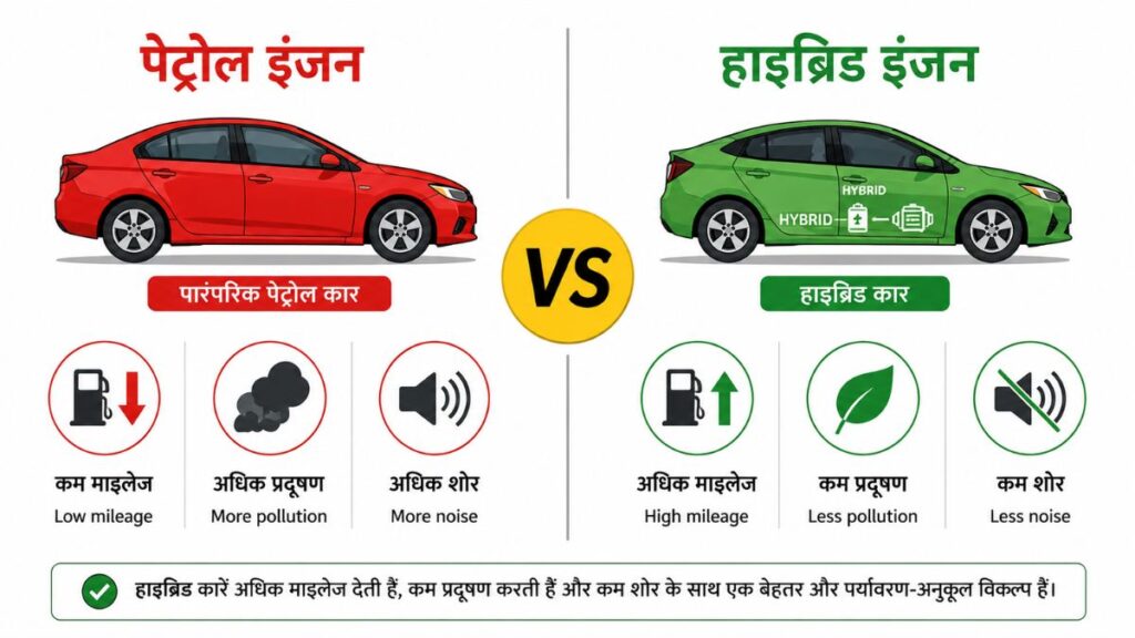 hybrid vs petrol engine difference comparison chart