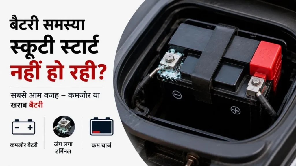स्कूटी स्टार्ट नहीं होने पर battery terminal और corrosion की समस्या